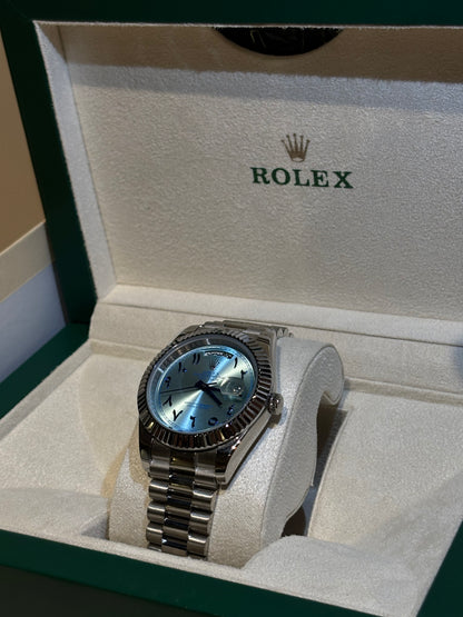 Rolex Day-Date 40mm Platinum Ice Blue Arabic Dial