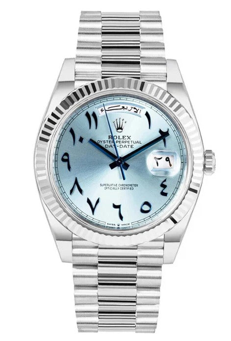 Rolex Day-Date 40mm Platinum Ice Blue Arabic Dial